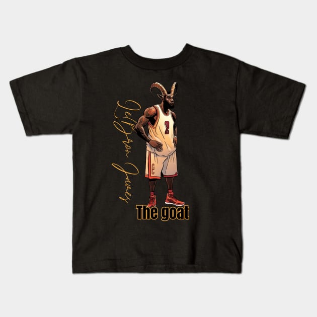 Lebron James goat Victor illustration artwork Kids T-Shirt by Nasromaystro